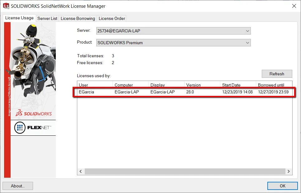 SOLIDWORKS License Manager Tutorial License Usage