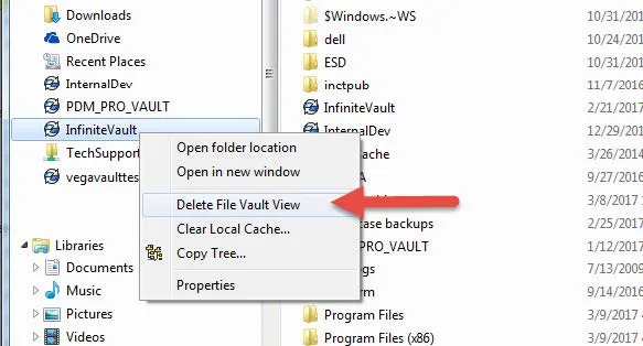 SOLIDWORKS PDM Removing or Deleting Local Vault View