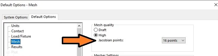 2022 SolidWorks - Default Options - Mesh
