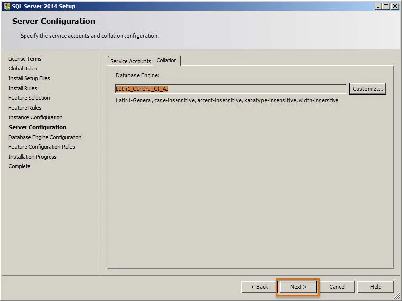 SQL Server 2014 Setup Collation