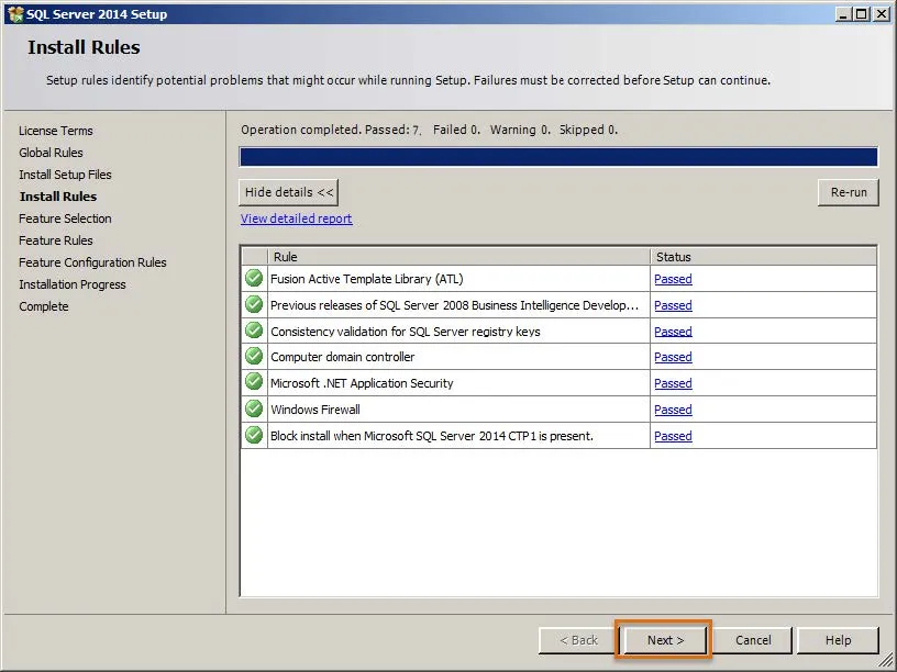 SQL Server 2014 Setup Install Rules
