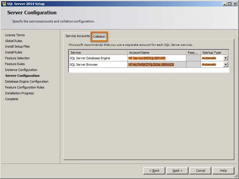 SQL Server 2014 Setup Server Configurations
