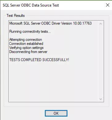 SQL Server ODBC Data Source Test
