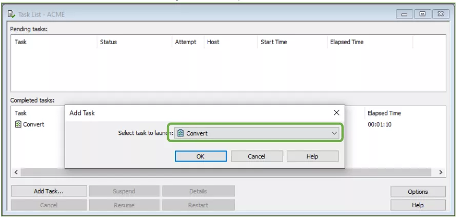 Select Task to Launch in SOLIDWORKS PDM