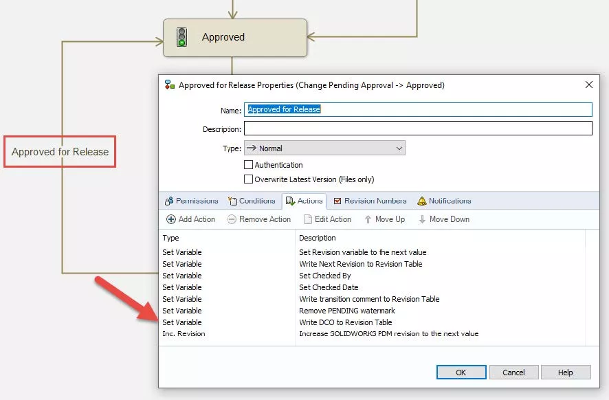 Set Variable in SOLIDWORKS PDM as Approved For Release