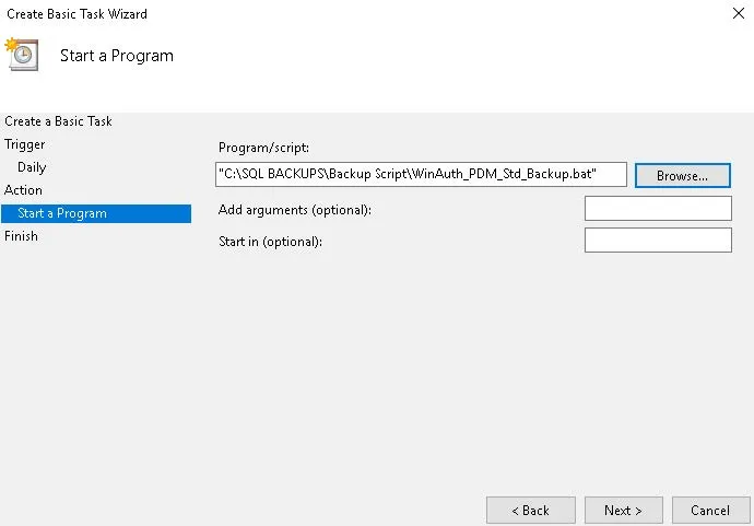 Start Program Windows Task Scheduler