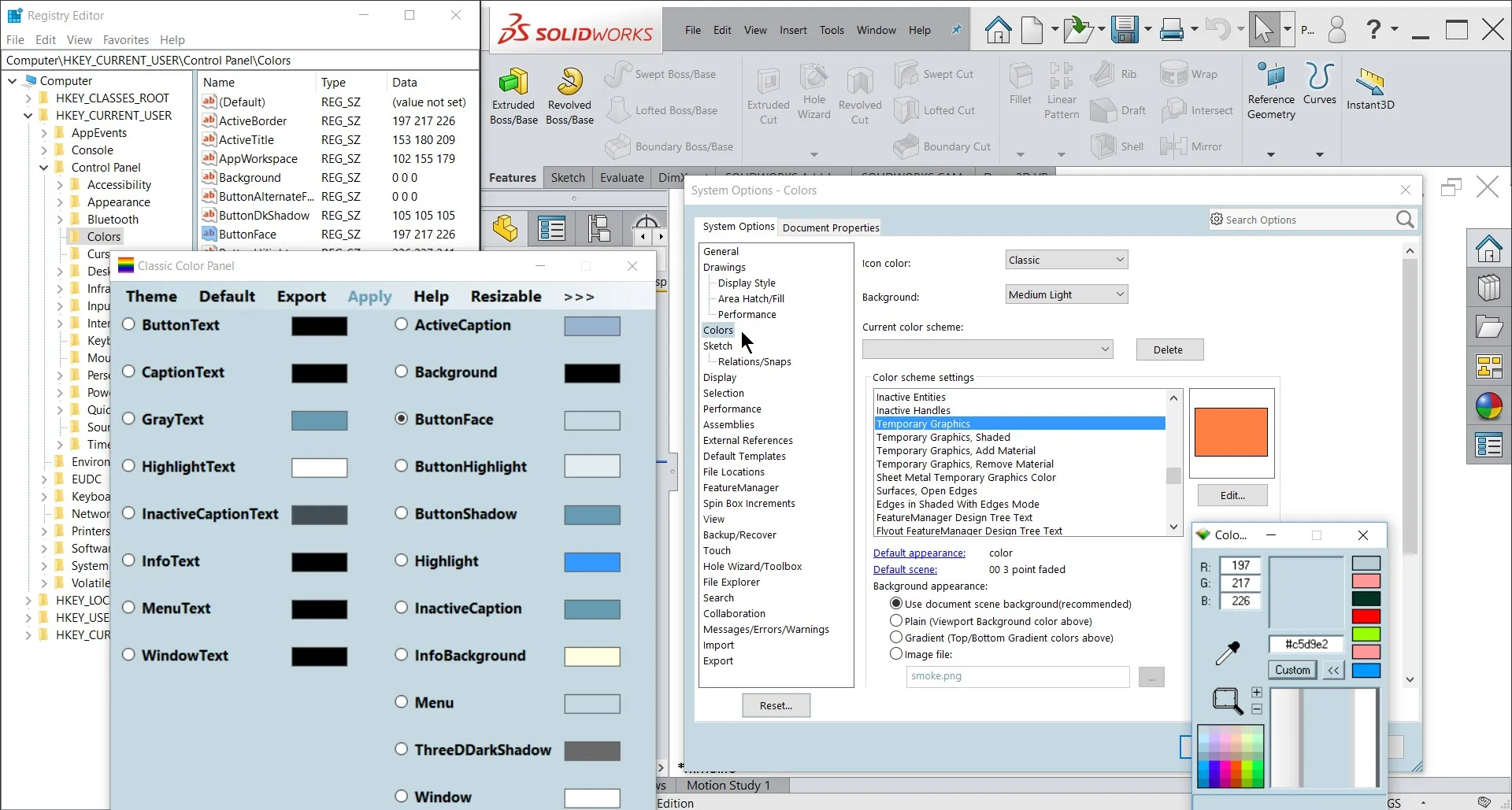 solidworks easier to see registry editor