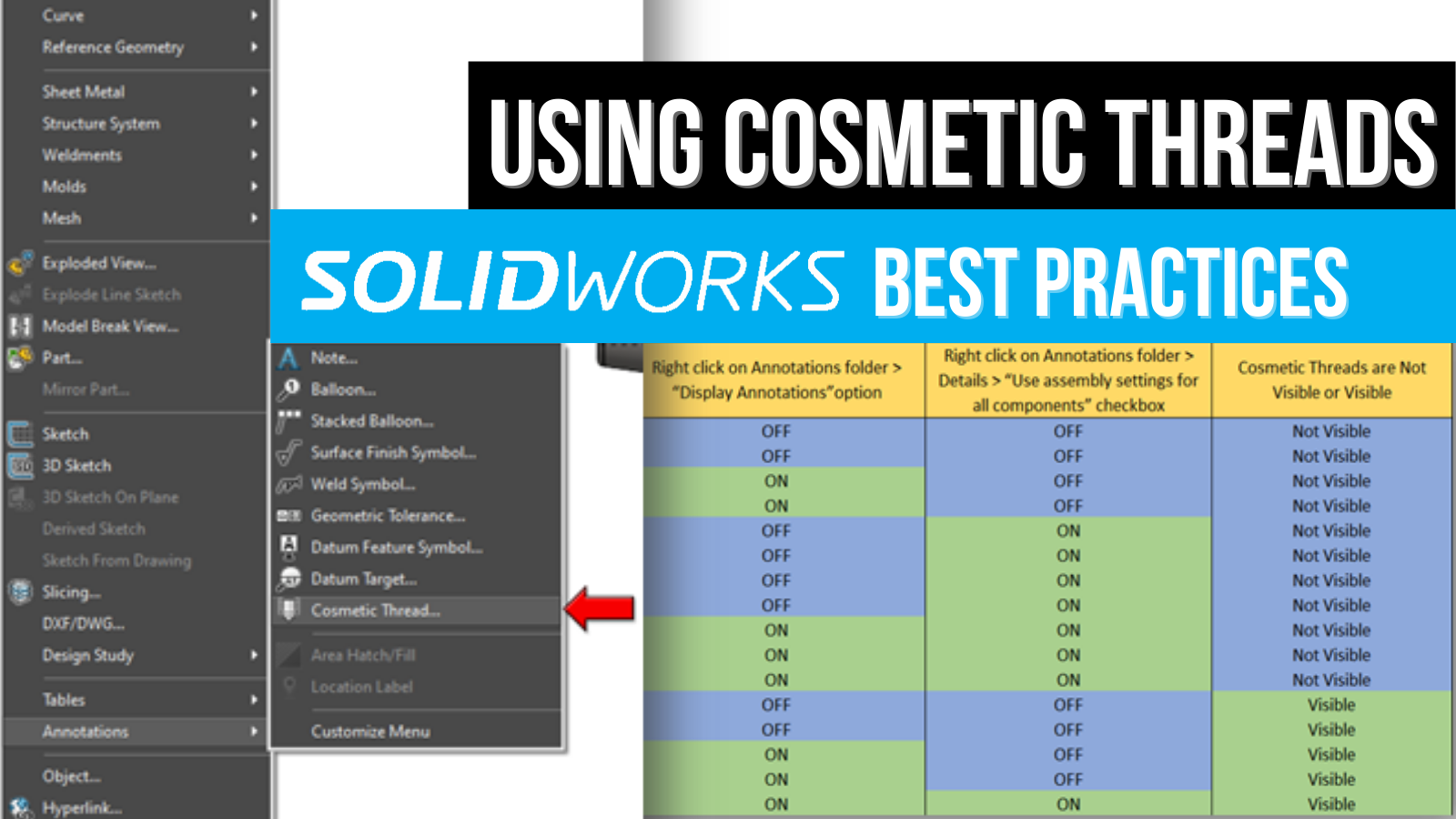 Using Cosmetic Threads SOLIDWORKS Best Practices GoEngineer