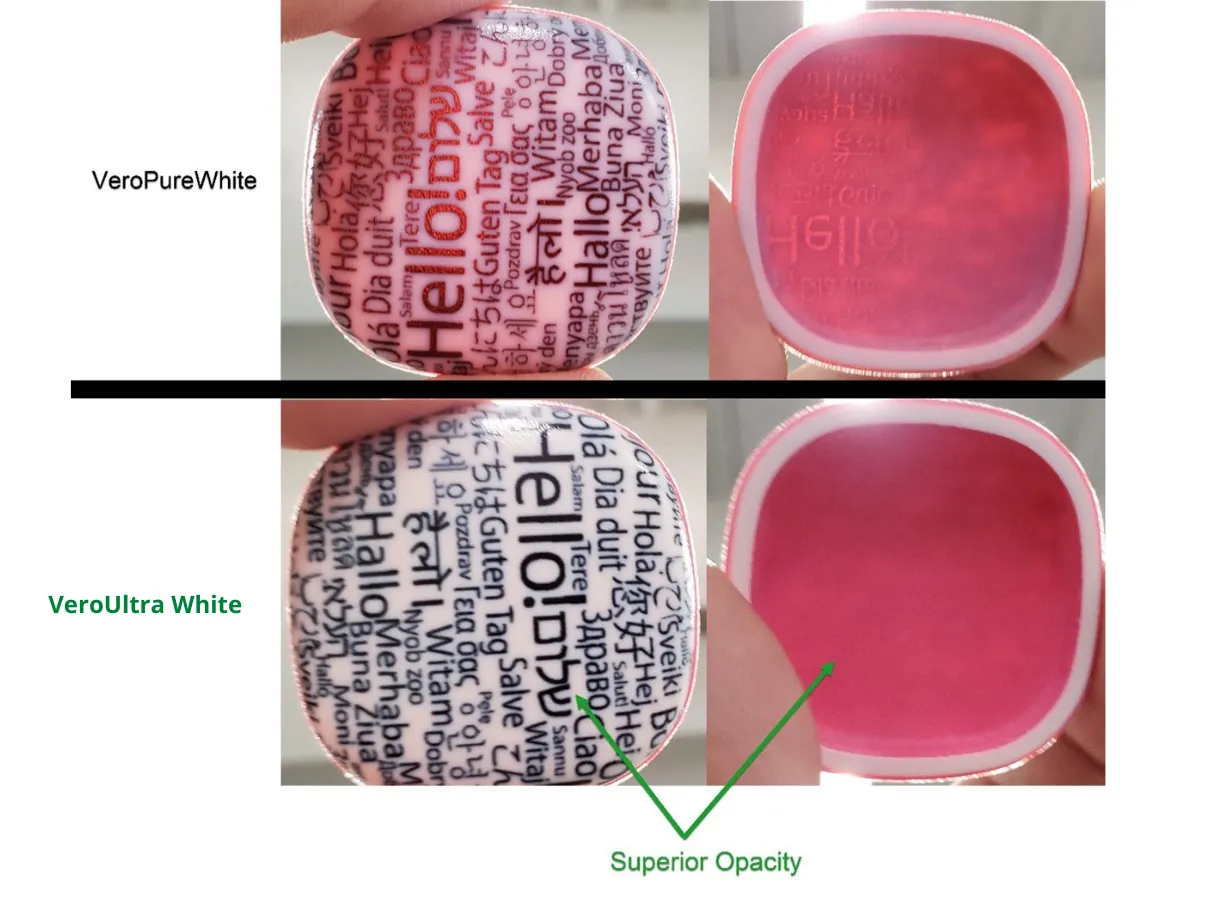 VeroPureWhite vs VeroUltra White Opacity Comparison