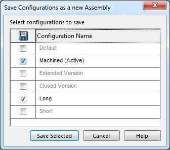solidworks 2020 save a copy subset configurations