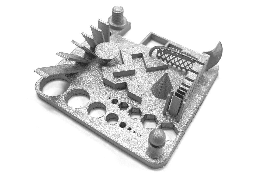 Xact Metal 3D Printers - Xact 3D Metal PrinteD Metal Feature Test On BuilD Plate