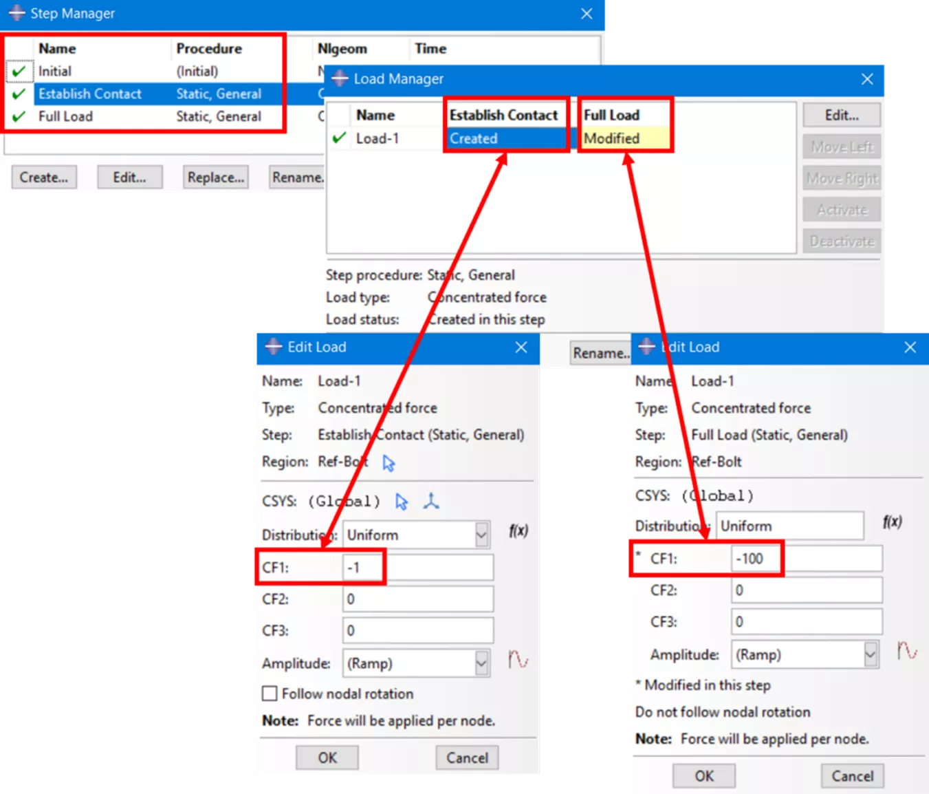 Abaqus Add a Step for Establishing Contact 