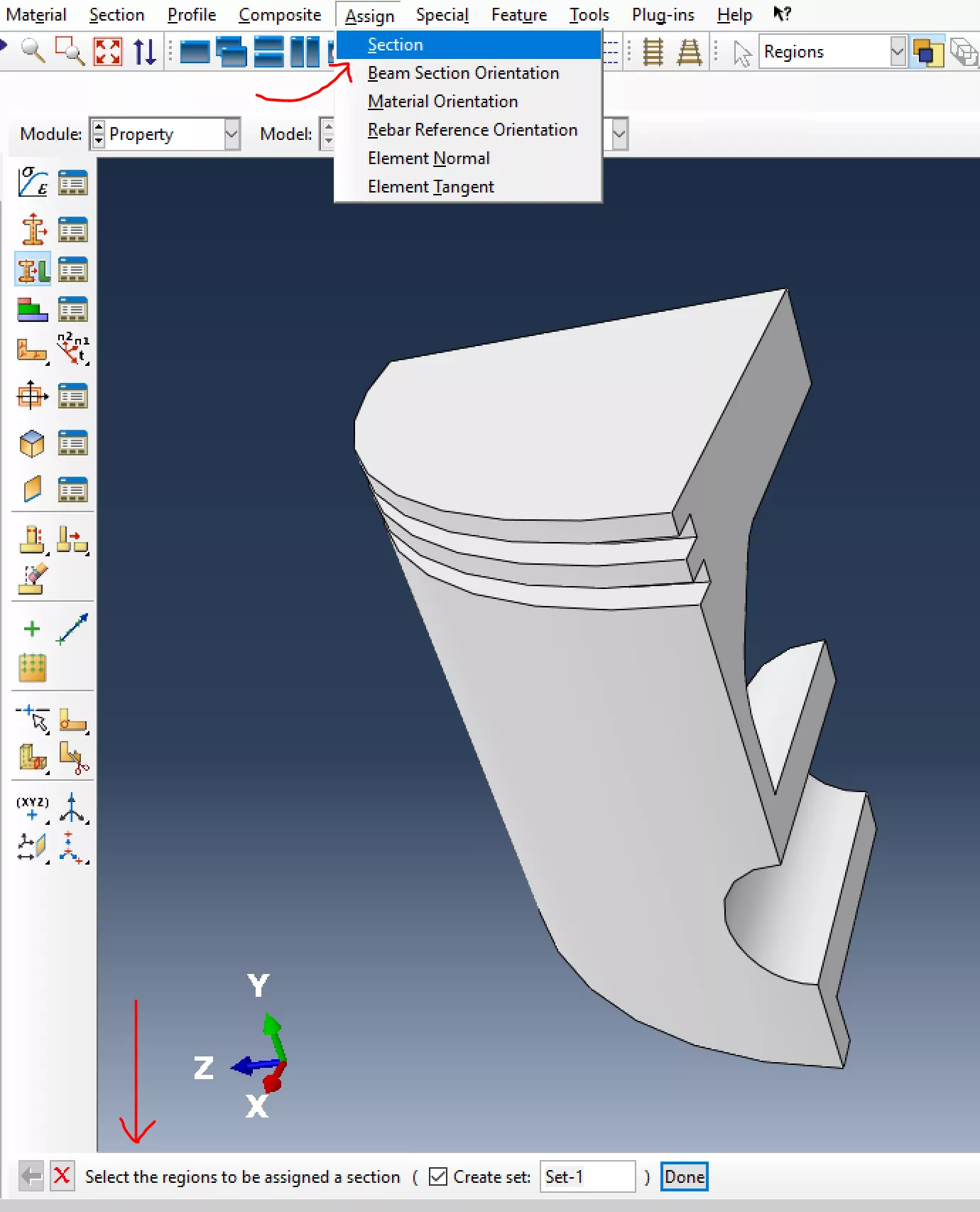 Assign a Created Section in Abaqus