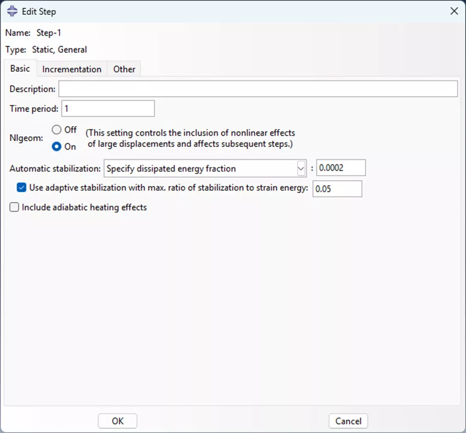 Step setup in Abaqus/CAE
