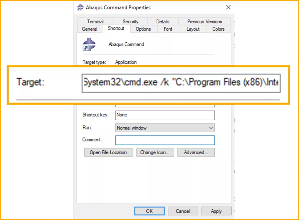 Abaqus Command Properties