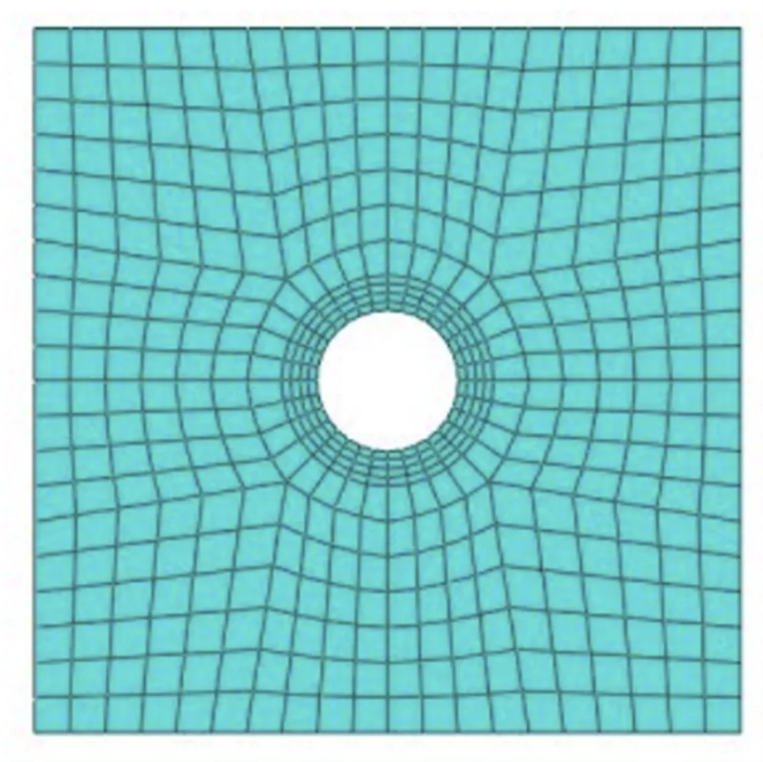 Abaqus Body with Coarse Global Mesh and Fine Local Mesh Control at Area of Interest
