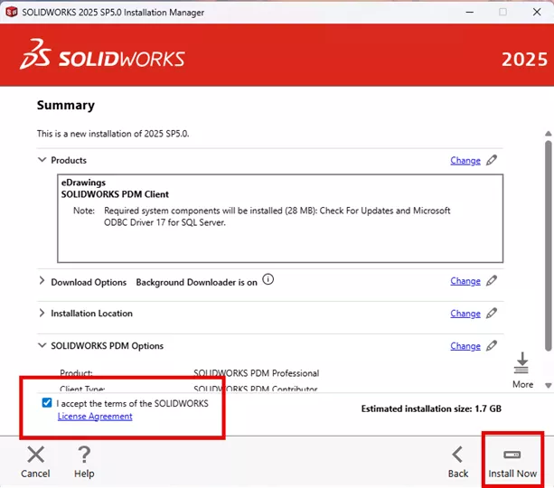 Accept SOLIDWORKS License Terms 