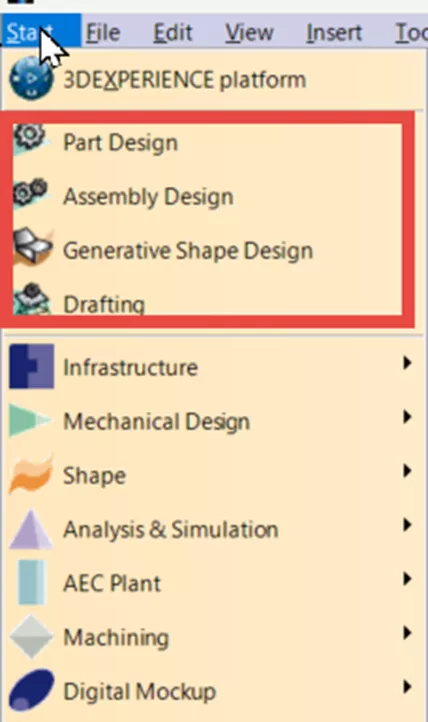 Access Your Favorite CATIA V5 Workbenches from the Start Menu