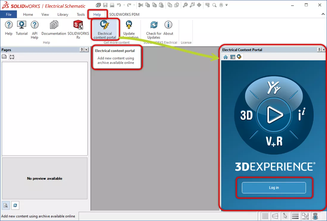 Access the SOLIDWORKS Electrical Content Portal Using a Web Browser