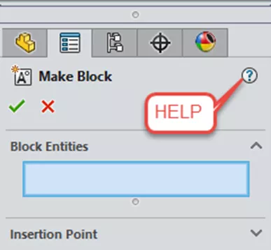 Where to Access SOLIDWORKS Help Files when Creating Blocks 