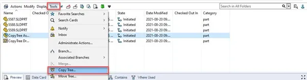 Accessing SOLIDWORKS PDM Copy Tree