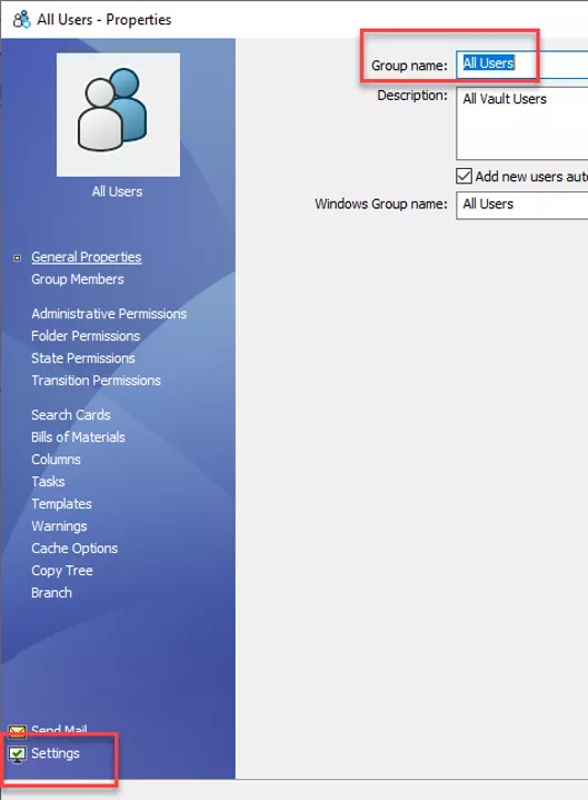 Accessing the Settings Dialog in SOLIDWORKS PDM 