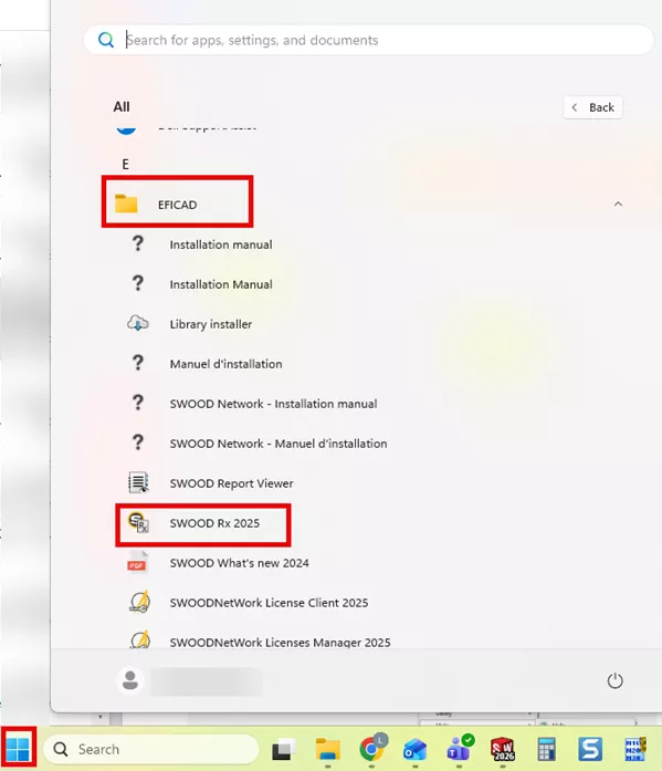Access the SWOOD Rx Tool from the Windows Start Menu