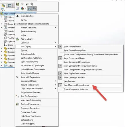 accessing the tree display setting solidworks