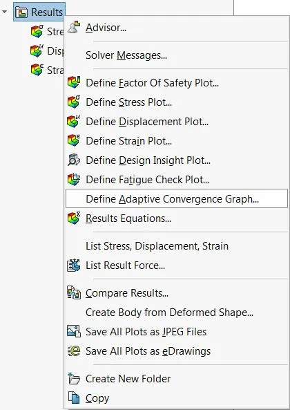 Adaptive Convergence Graph in SOLIDWORKS Simulation