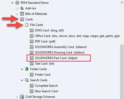 Add Card Control to File Card in SOLIDWORKS PDM 