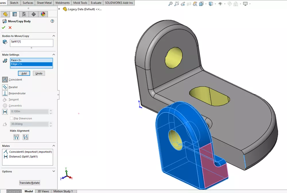 Add Coincident Mate in SOLIDWORKS