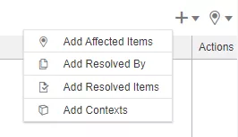 The contents tab lets you add context to issues. You can add affected items and objects that are part of the resolution, in addition to context with markup files.