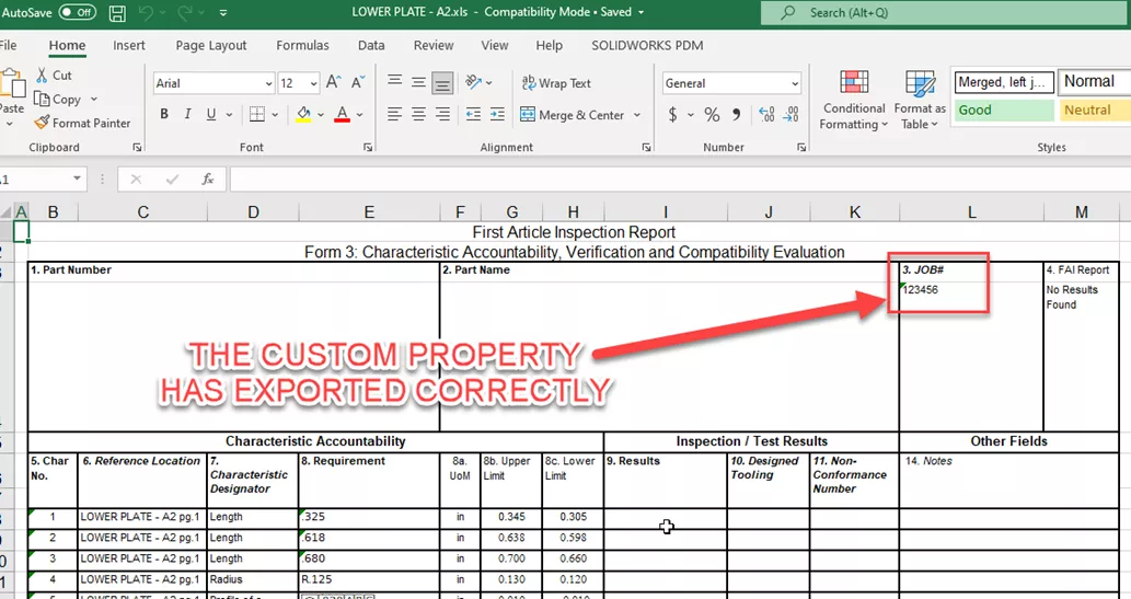 Add Custom Properties in SOLIDWORKS Inspection Projects