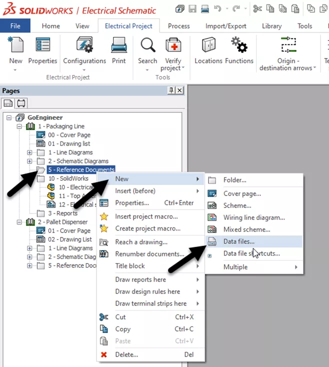 Add Data Files in SOLIDWORKS Electrical Schematic 