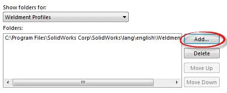add file locations weldment profiles solidworks
