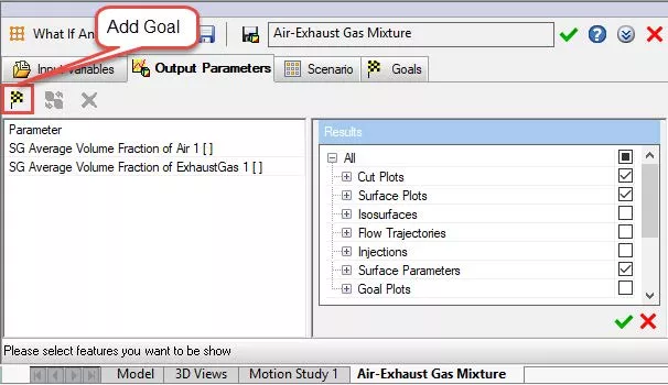 Add Goal SOLIDWORKS Flow Simulation Output Parameters