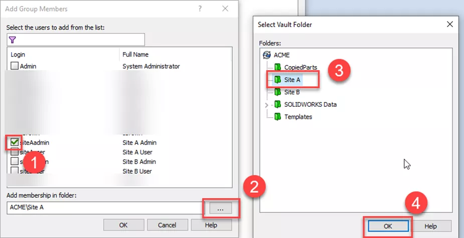 Add Group Membership in Folder in SOLIDWORKS PDM 