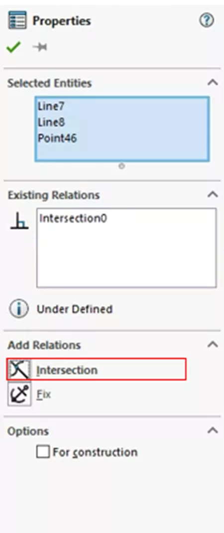 Add an Intersection Relation in SOLIDWORKS