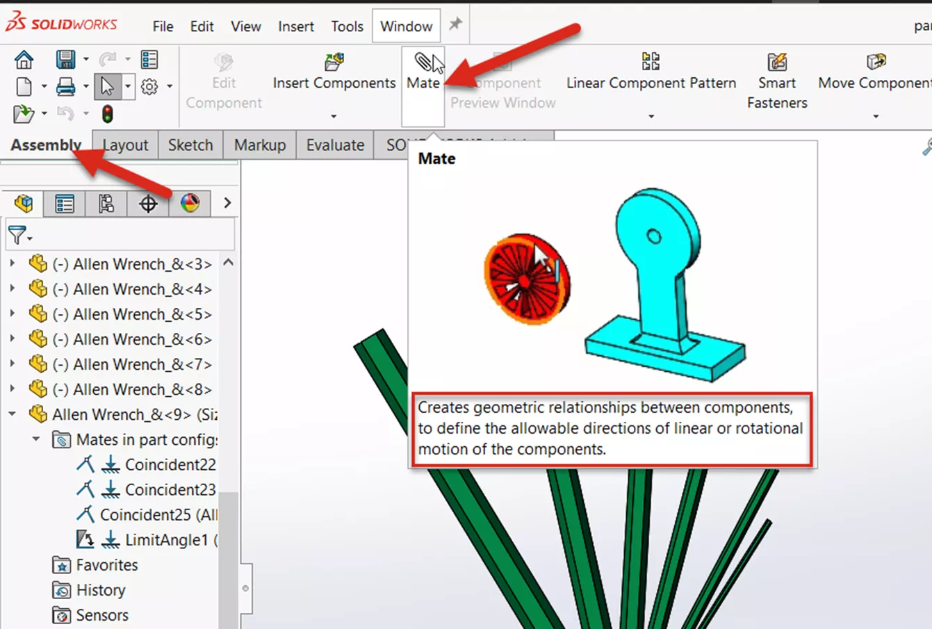 Add Limit Angle Mates in SOLIDWORKS Tutorial 