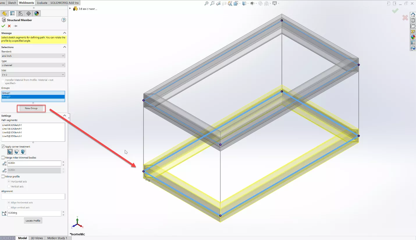 Add New Group SOLIDWORKS Weldments