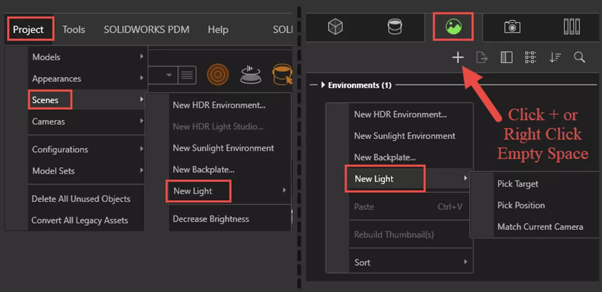 How to Add a New Light in SOLIDWORKS Visualize Professional 