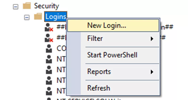 Add New Login SQL 