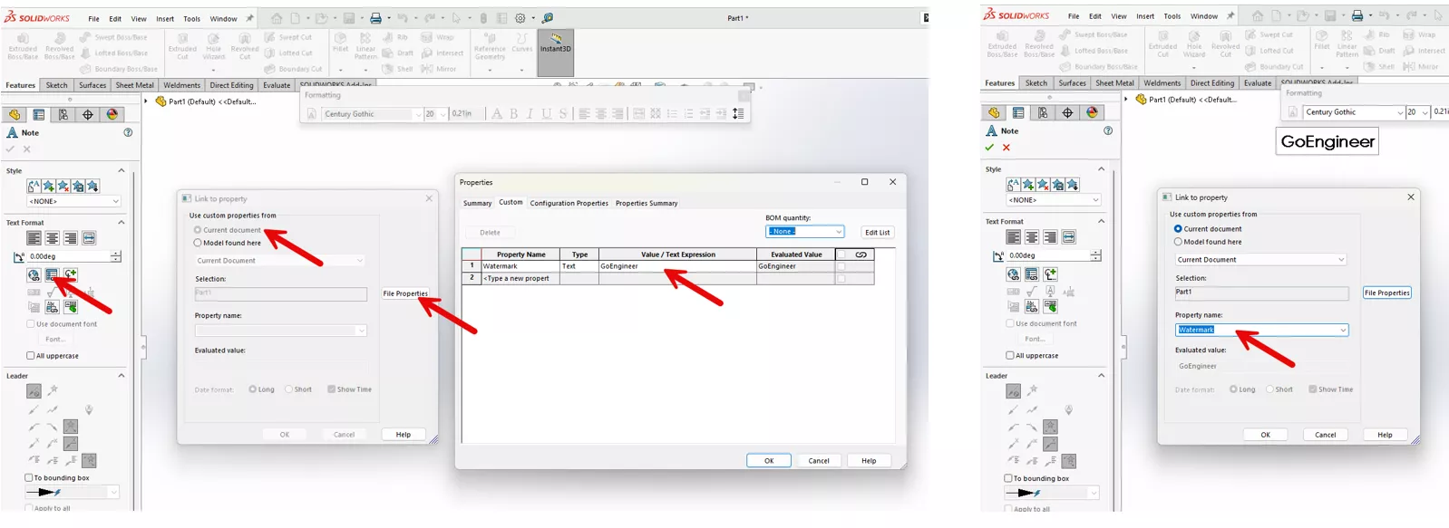 Steps for Entering Note Contents in SOLIDWORKS 