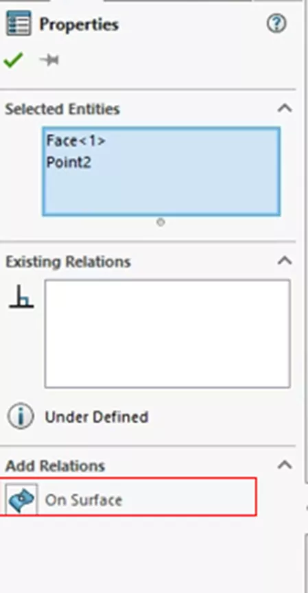 Add an On Surface Relation in SOLIDWORKS