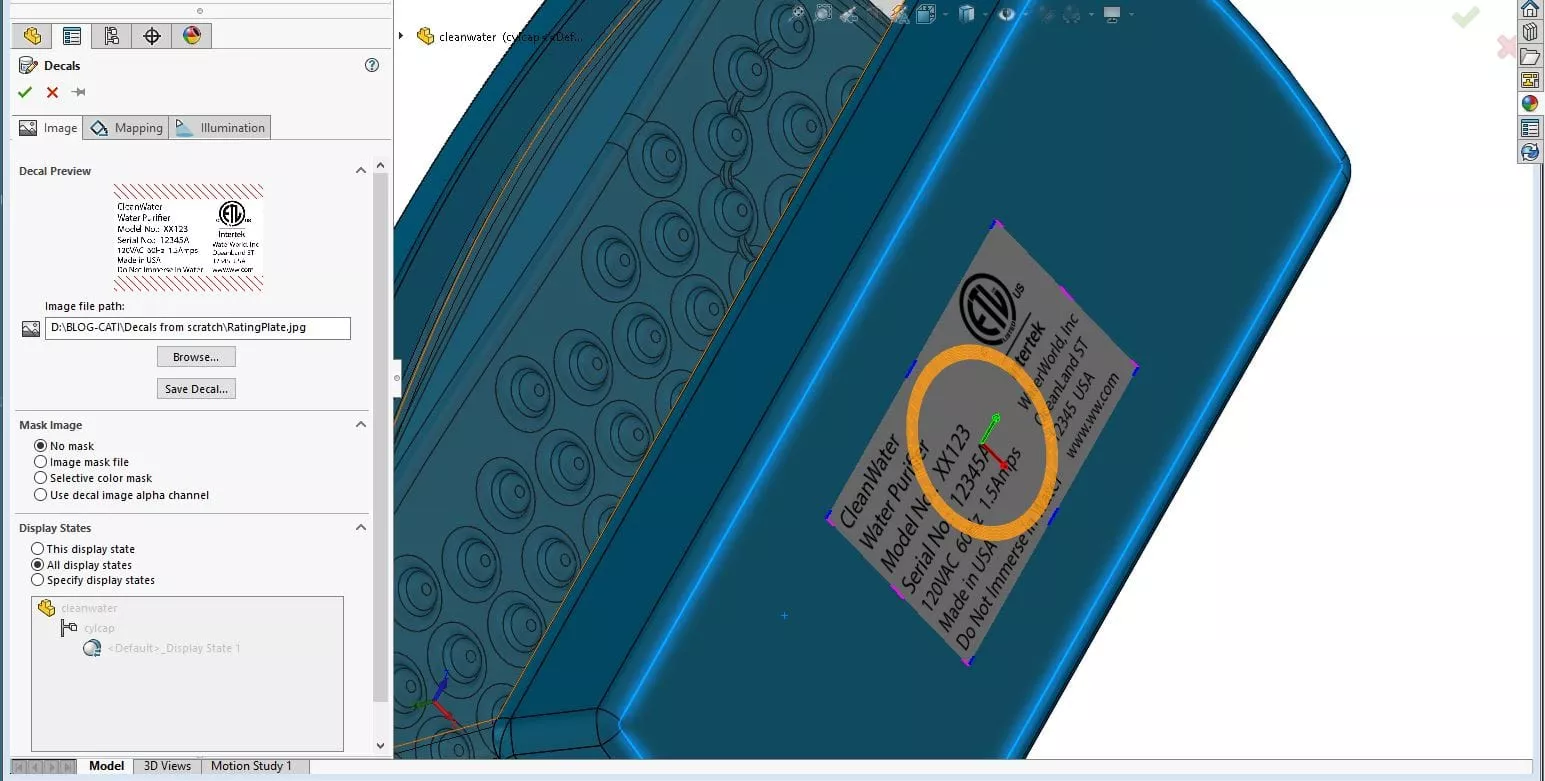 Add Rating Plate Decals in SOLIDWORKS 