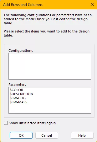 Creating a Design Table Cell in SOLIDWORKS