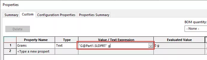 Add Units in SOLIDWORKS File Properties