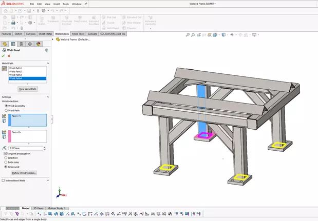 Adding weld beads to the Weld Path List in SOLIDWORKS 