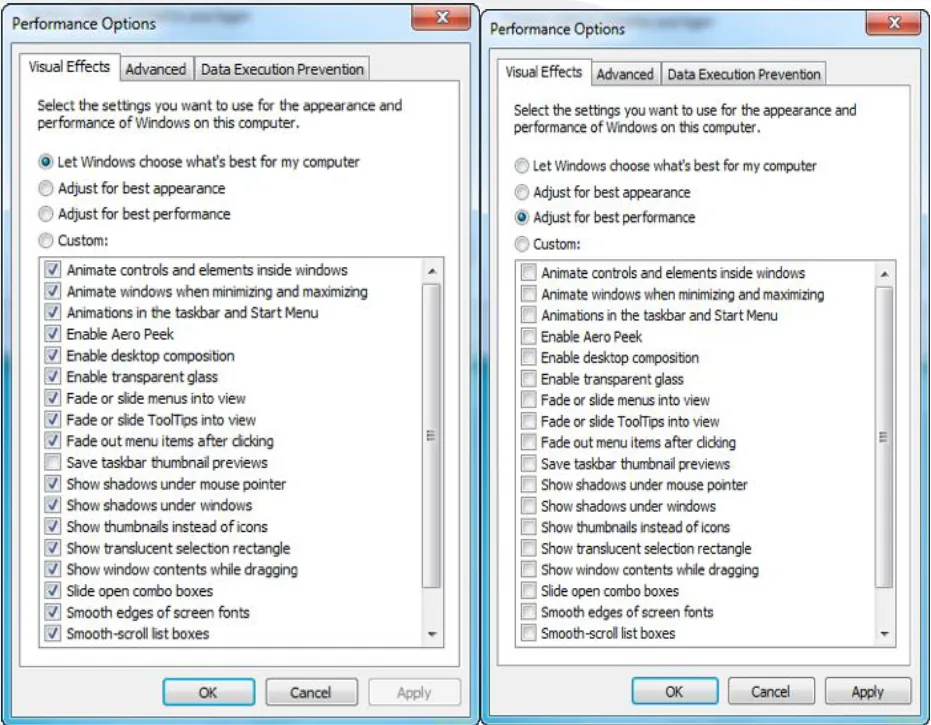 adjust for best performance solidworks