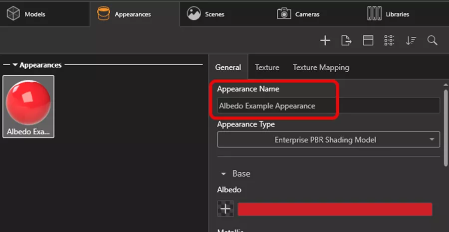 Albedo Appearance Example in SOLIDWORKS Visualize 